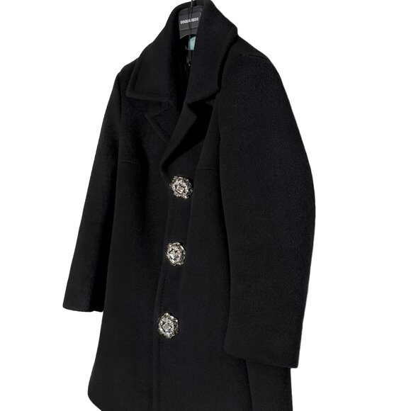 Dsquared2 Georgina Black Bonded Wool Crystal Buttons Coat - Picture 2 of 12